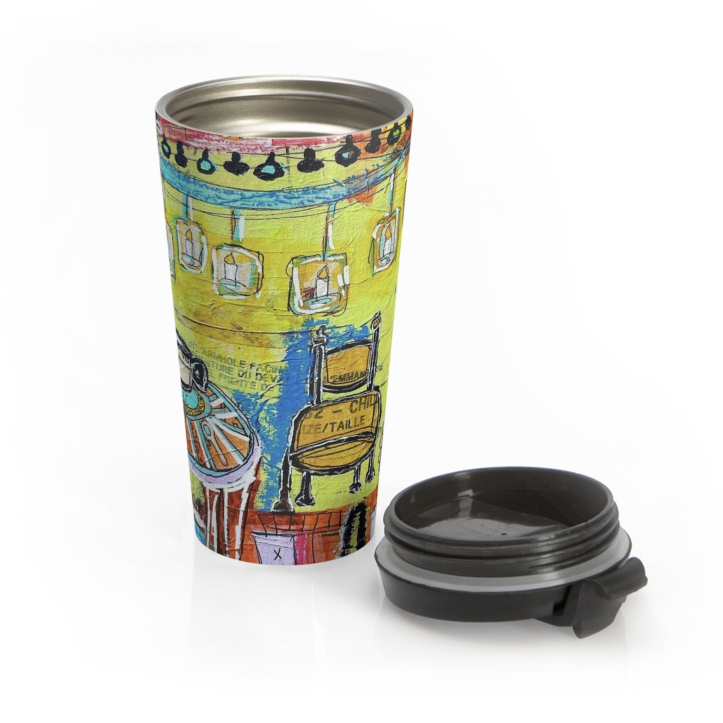 French cafe design, France inspired, coffee house art - Stainless Steel Travel Mug