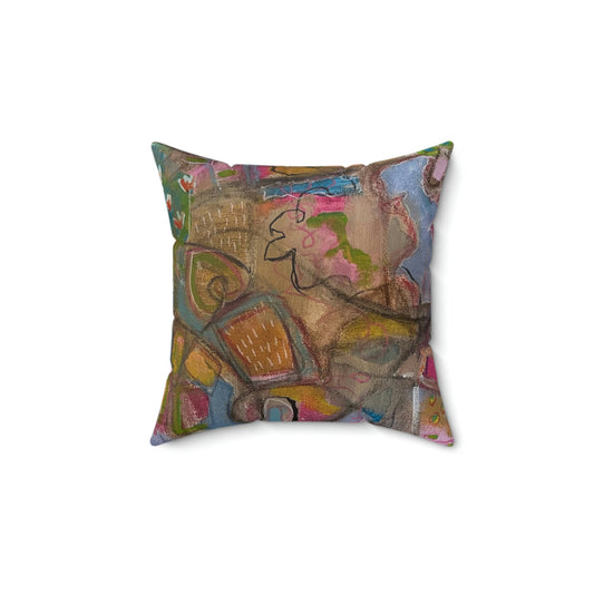 Hello, Spring Abstract Art - Spun Polyester Square Pillow