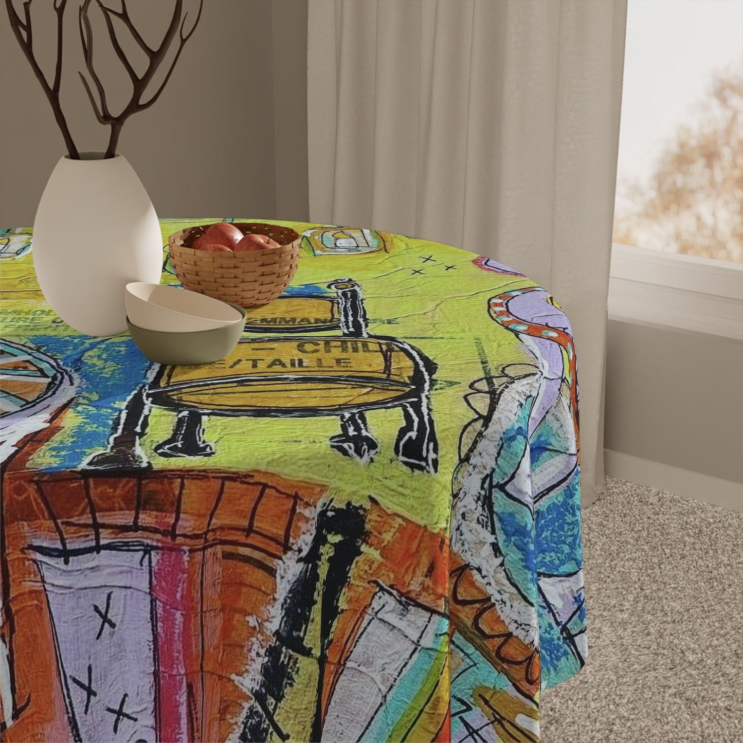 French Cafe Art, Coffee Art Design, French Cafe Design - Tablecloth