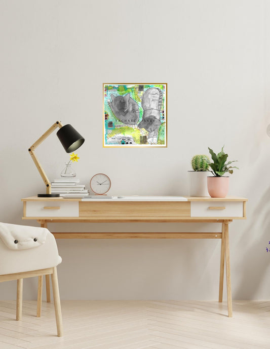 Cosmic Cat Dreams | Whimsical Printable Wall Art for Cat Lovers | 8x8 Digital Download | Original Piece +5 Bonus Filters