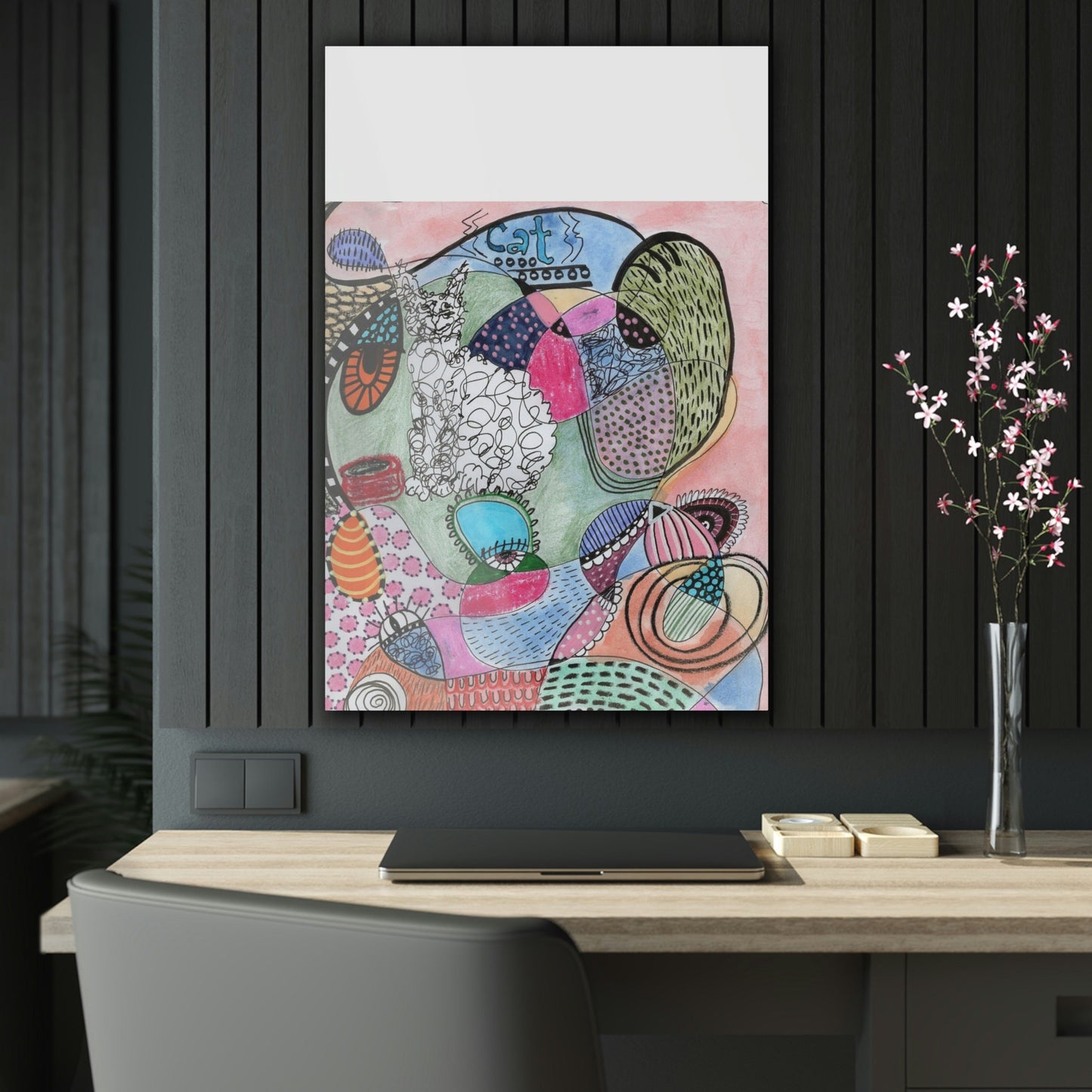 Acrylic Prints - Cat - Mixed Media Illustration