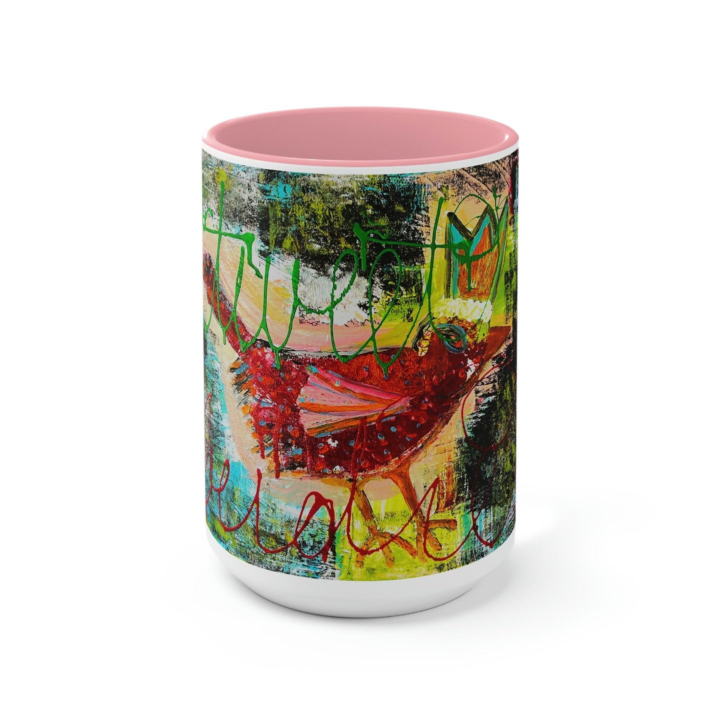 Tweet Birdie, Bird Art - Two-Tone Coffee Mugs, 15oz