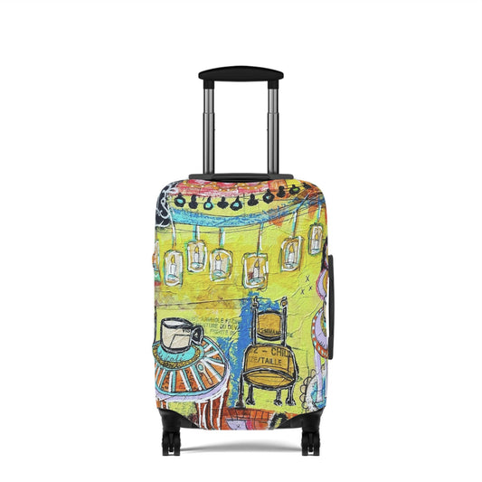 Luggage Cover - French Cafe Design, France inspired, Coffee House Art