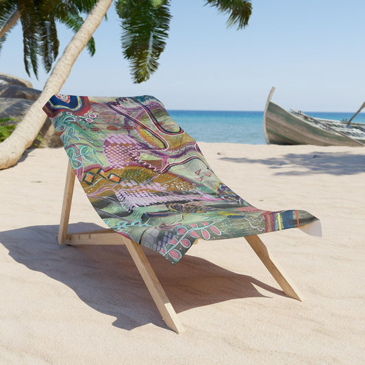 Vibrant Nature Art Beach Towel with Colorful Floral Design, Beach Essentials, Summer Gift, Poolside Relaxation, Boho Decor, Travel Accessory