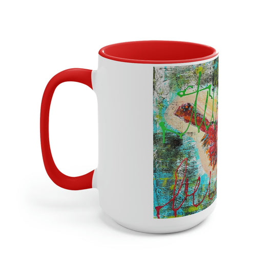 Tweet Birdie, Bird Art - Two-Tone Coffee Mugs, 15oz