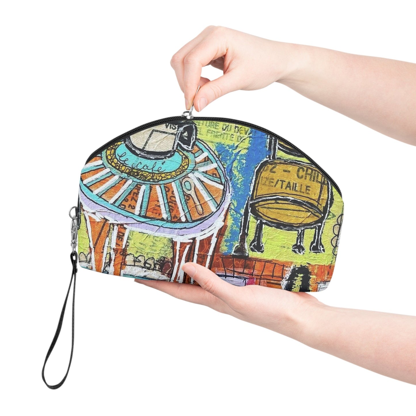 French Cafe Design, France inspired, French Coffee House Art - Makeup Bag