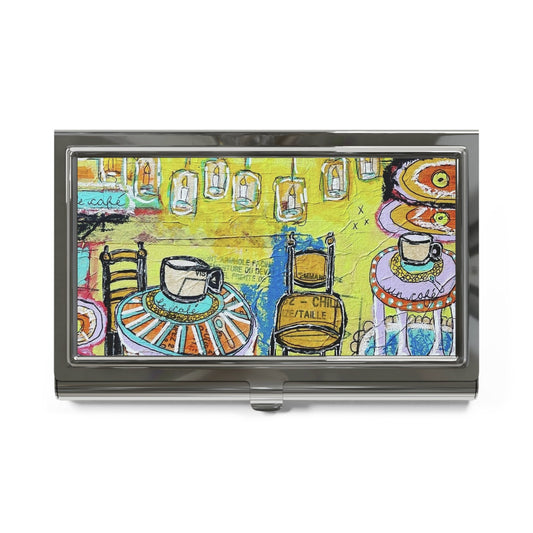 French Cafe Design, France inspired, French coffee house art - Business Card Holder