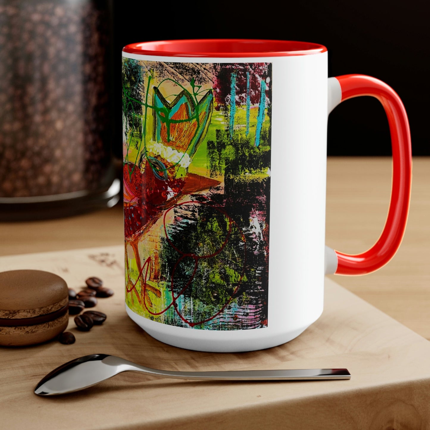 Tweet Birdie, Bird Art - Two-Tone Coffee Mugs, 15oz