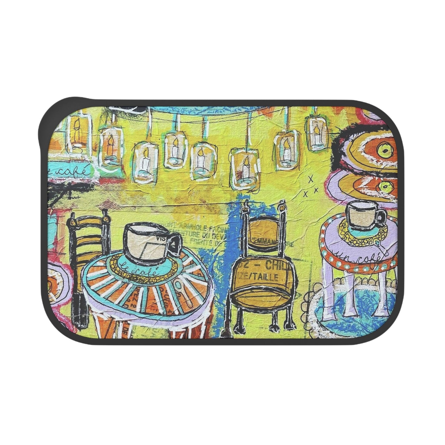 French Cafe design, France inspired, Coffee House Design - PLA Bento Box with Band and Utensils