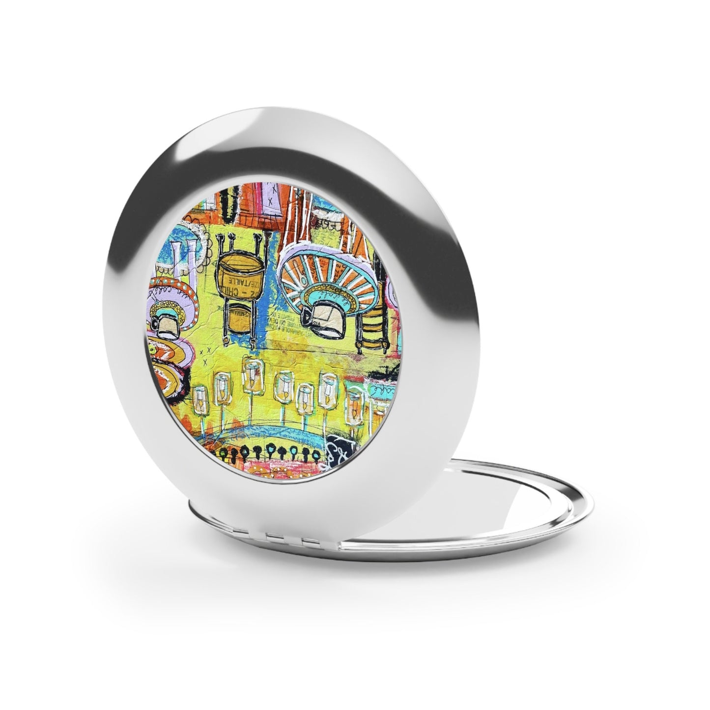 French Cafe Design, France inspired, Coffee House art - Compact Travel Mirror