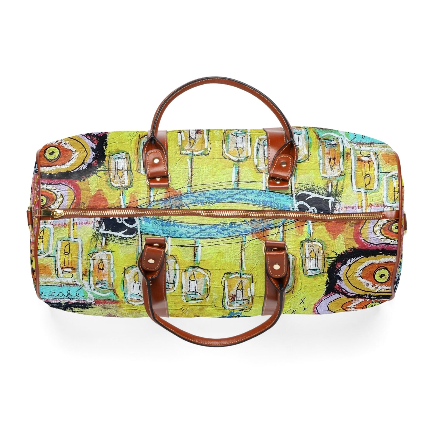 French Cafe Design, France inspired, Coffee House Art - Waterproof Travel Bag