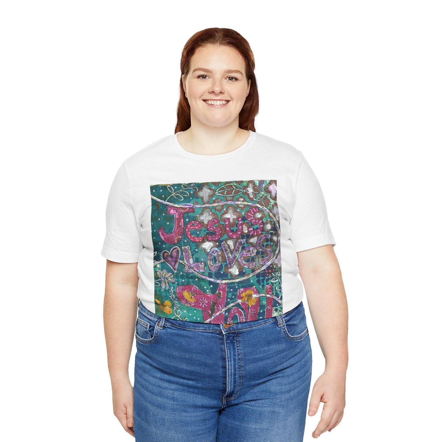 Boho Jesus Love You Unisex Tee, Christian Faith Shirt, Pressed Flower Design, Religious Graphic Tshirt, Inspirational Women Men Top