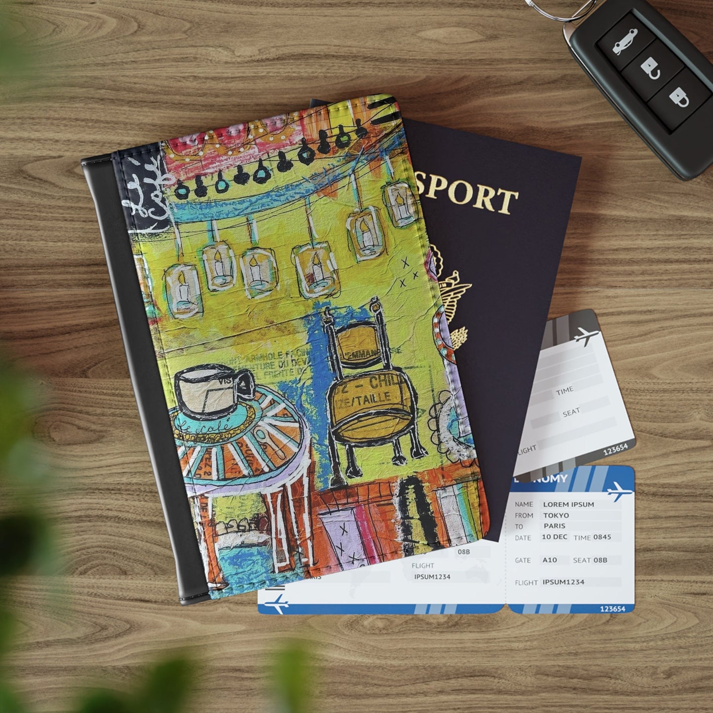 Passport Cover - French Cafe Design, France inspired, Coffee House Art