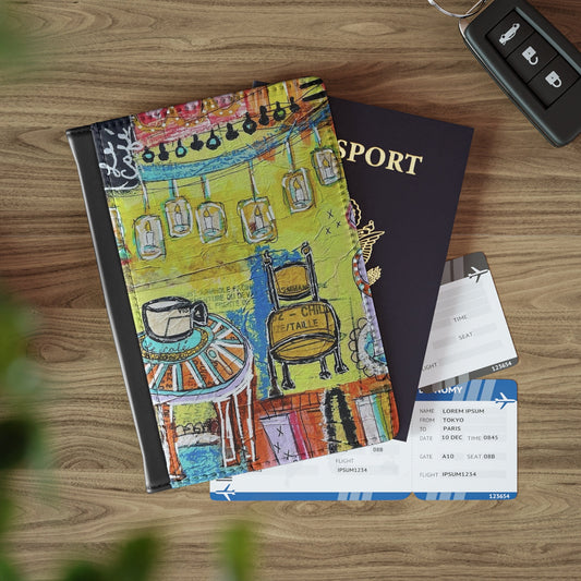 Passport Cover - French Cafe Design, France inspired, Coffee House Art