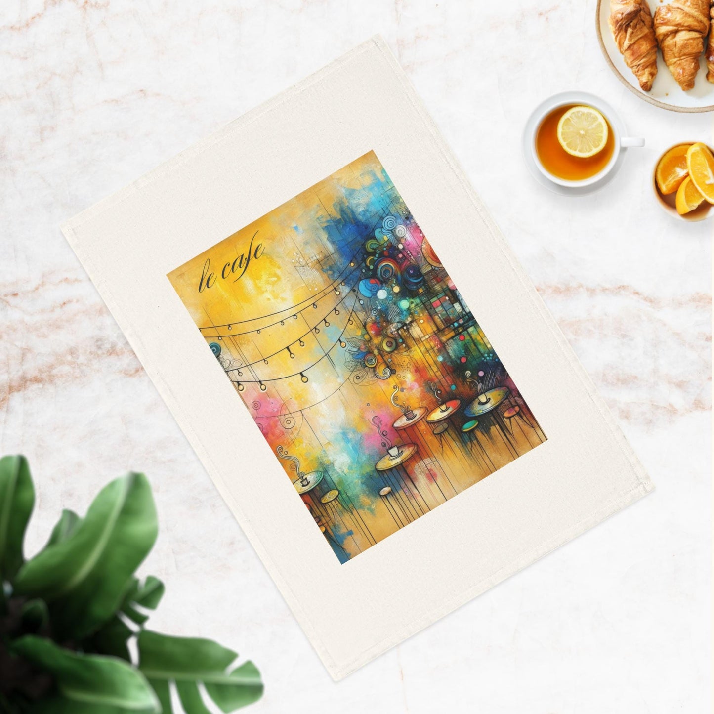 Cotton Tea Towel, Le Cafe French Cafe Kitchen Decor, Dish Towel, Tea Towel, Housewarming Gift, French Kitchen Towel, Cotton Dishcloth