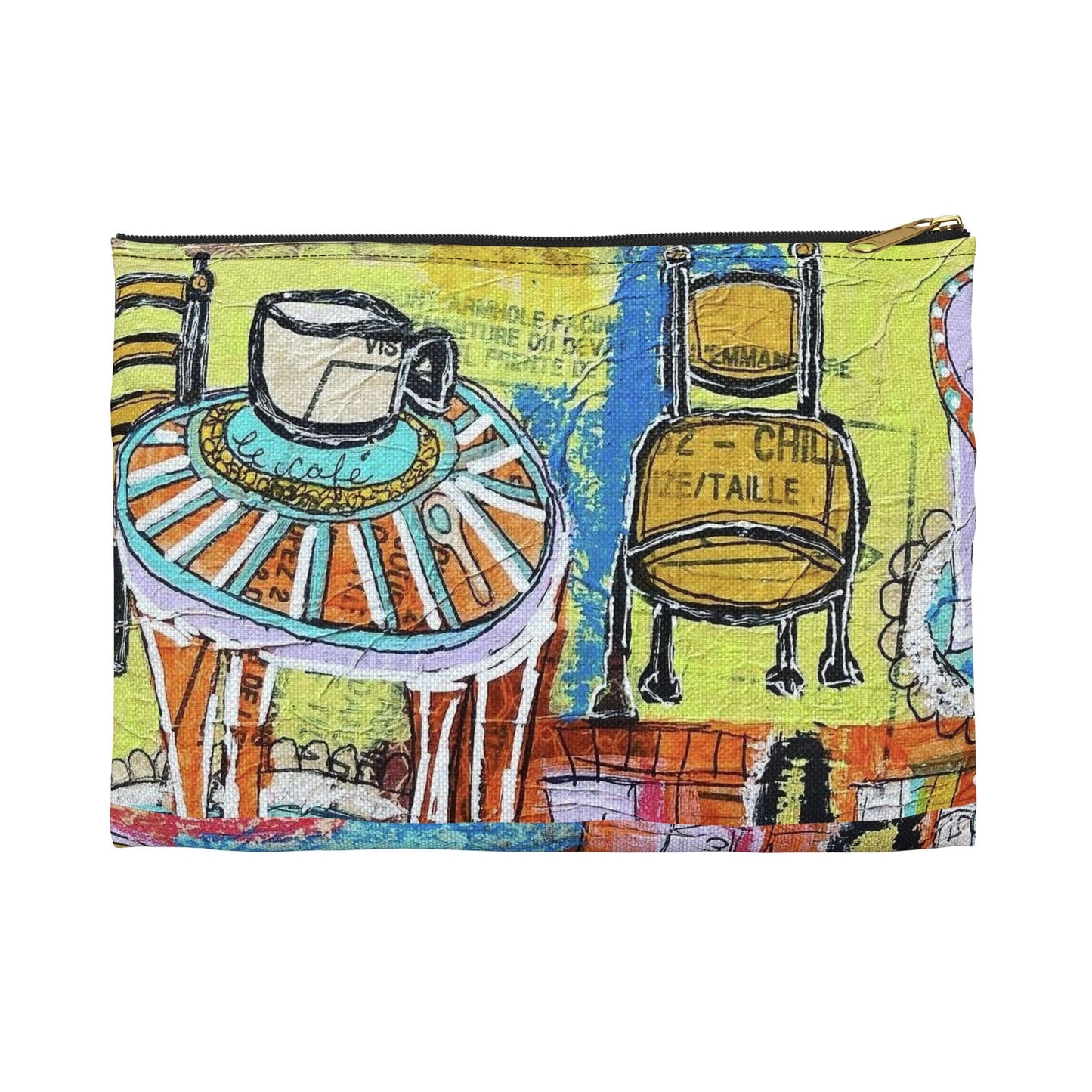 French cafe design, France inspired, coffee house art - Accessory Pouch