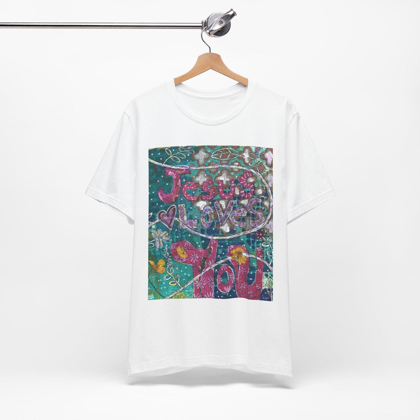 Boho Jesus Love You Unisex Tee, Christian Faith Shirt, Pressed Flower Design, Religious Graphic Tshirt, Inspirational Women Men Top