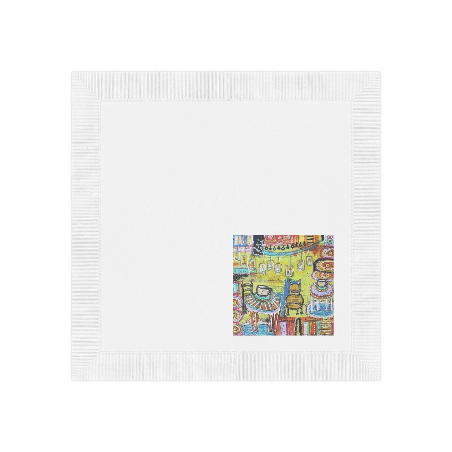 French Cafe Style, French Cafe Design, Coffee House Art - White Coined Napkins