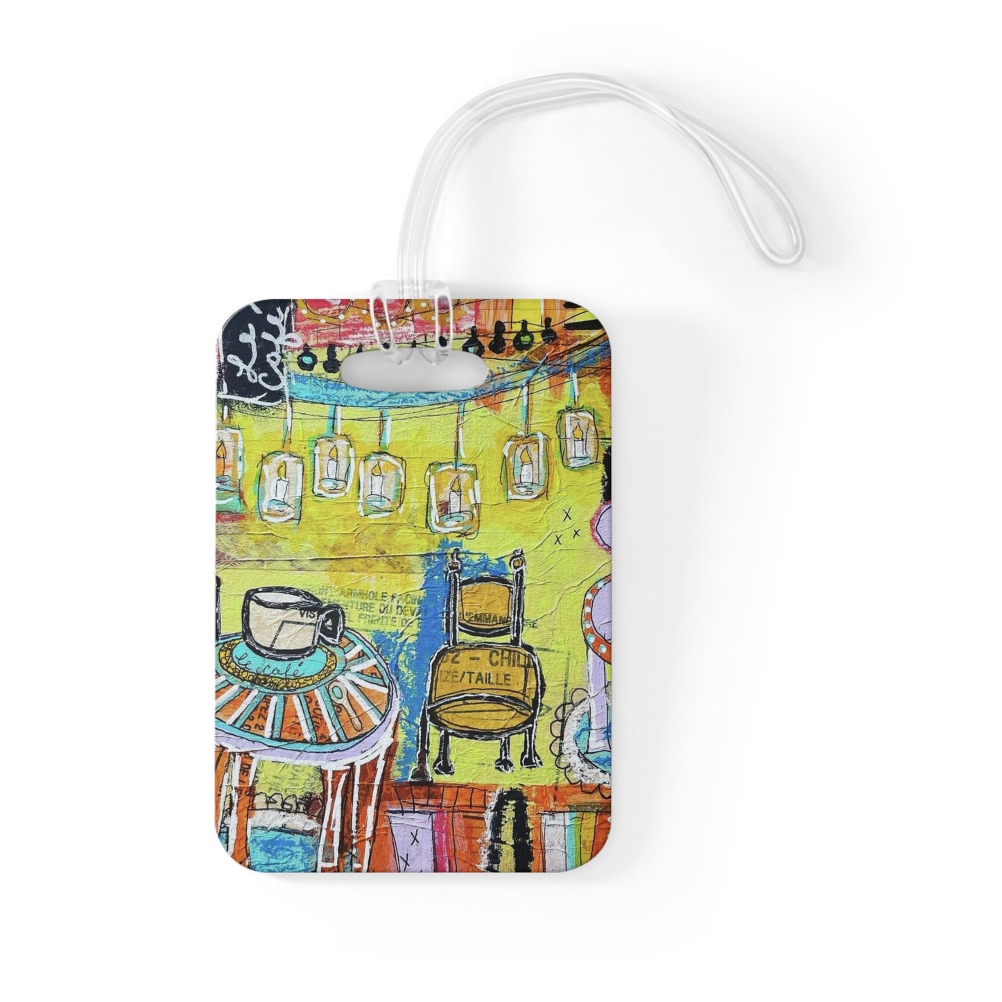 Luggage Tag - Luggage Bag Tag - French Cafe Design, France inspired, French coffee house art