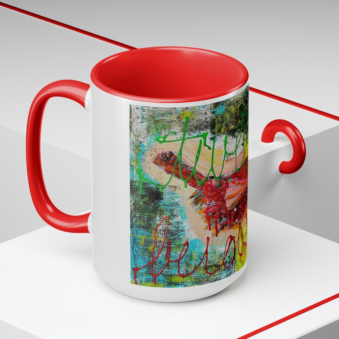 Tweet Birdie, Bird Art - Two-Tone Coffee Mugs, 15oz