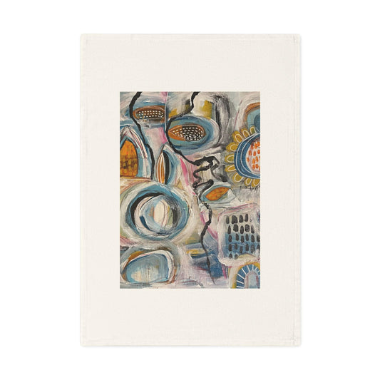 Abstract Art Cotton Tea Towel - Boho Kitchen Decor, Colorful Home Accessories, Unique Gift for Hosts