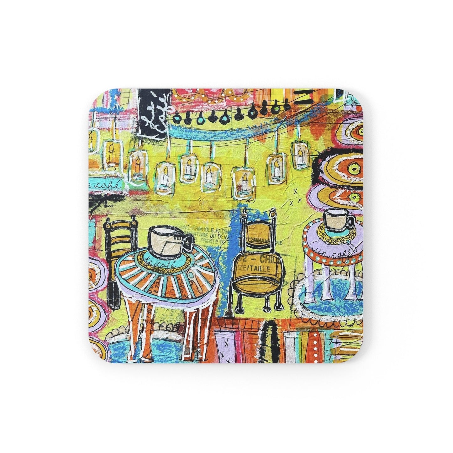 Coaster - Cork-backed - French Cafe Art, Coffee House Art, French inspired