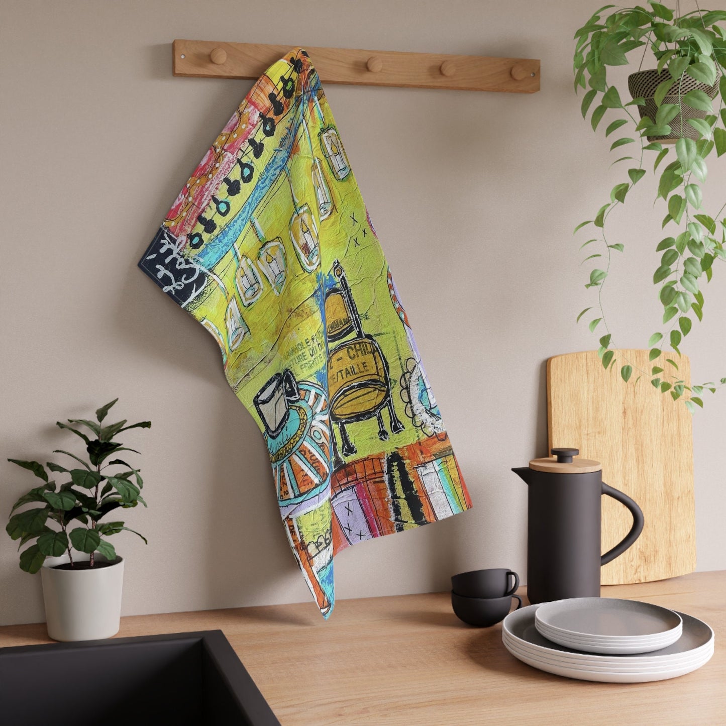 Kitchen Towel - French inspired, French Cafe Design, Coffee House Art