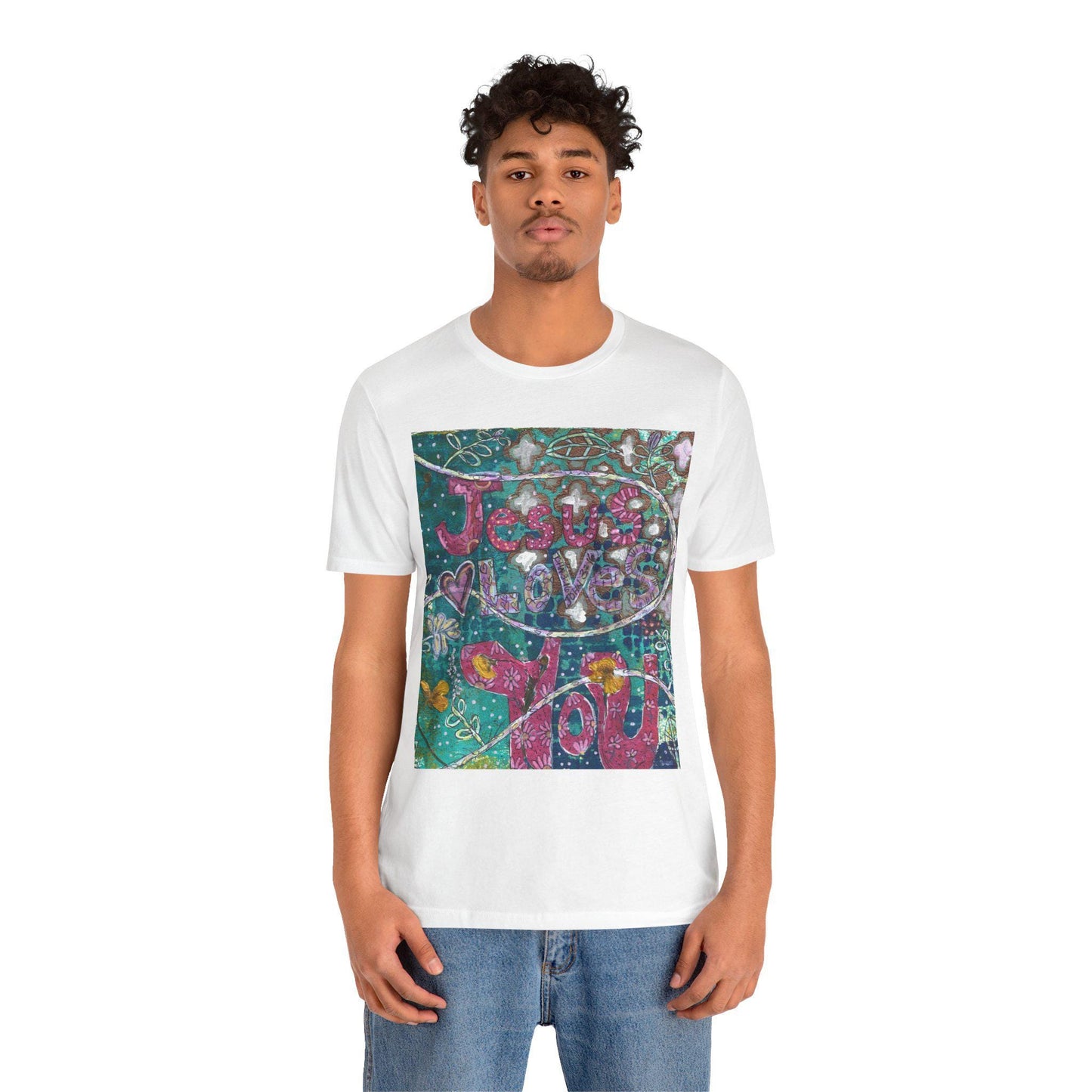 Boho Jesus Love You Unisex Tee, Christian Faith Shirt, Pressed Flower Design, Religious Graphic Tshirt, Inspirational Women Men Top