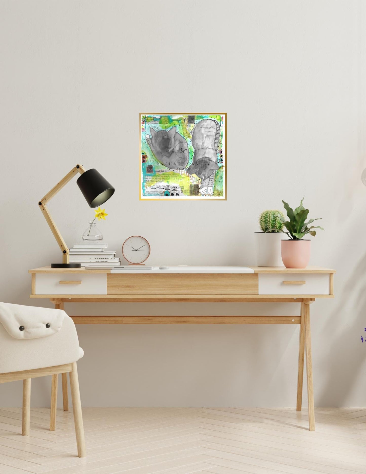 Cosmic Cat Dreams | Whimsical Printable Wall Art for Cat Lovers | 8x8 Digital Download  | Original Piece +5 Bonus Filters