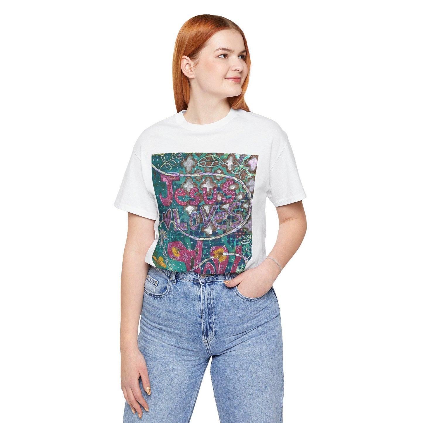 Boho Jesus Love You Unisex Tee, Christian Faith Shirt, Pressed Flower Design, Religious Graphic Tshirt, Inspirational Women Men Top