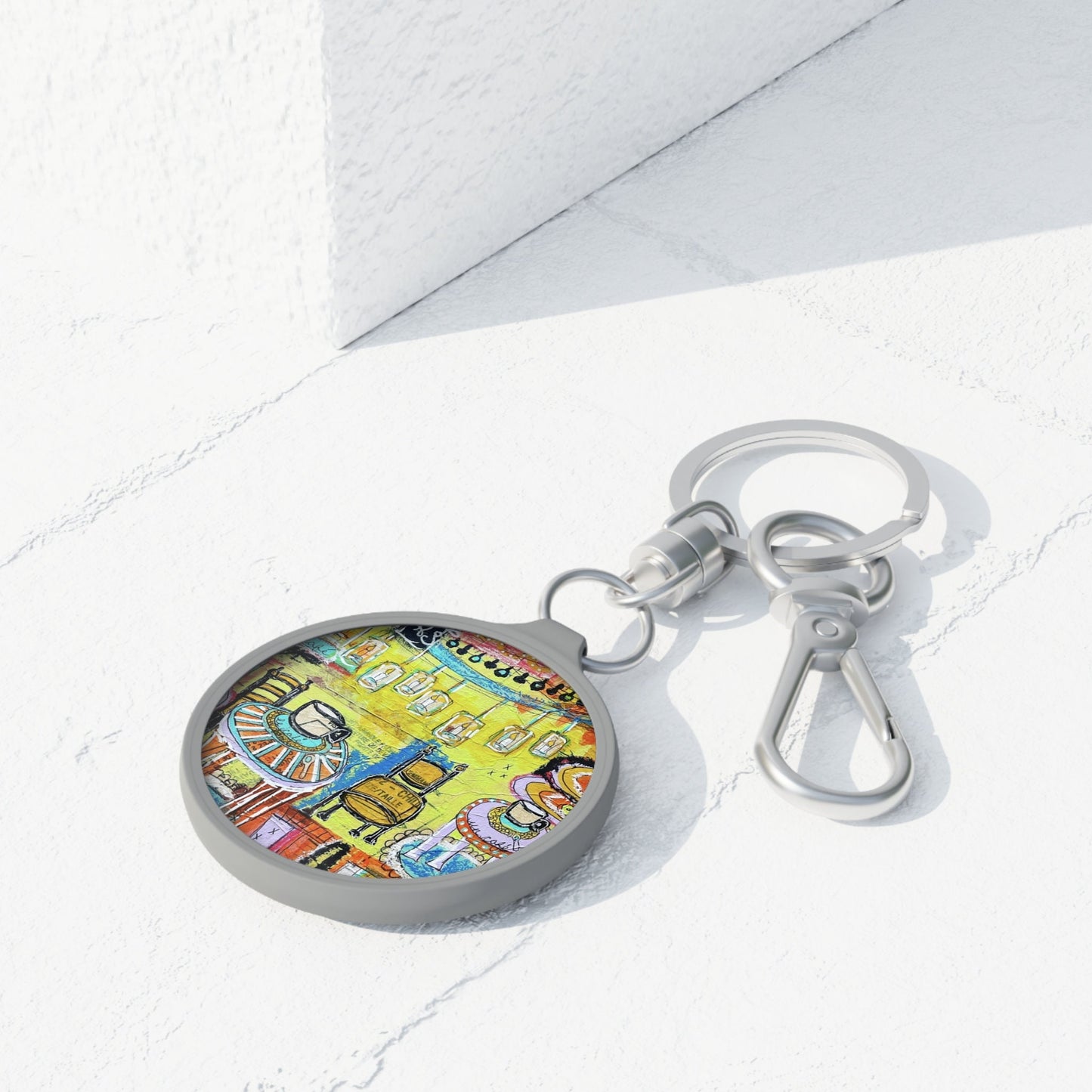 Keychain Tag - French Cafe Design, France inspired, coffee house art