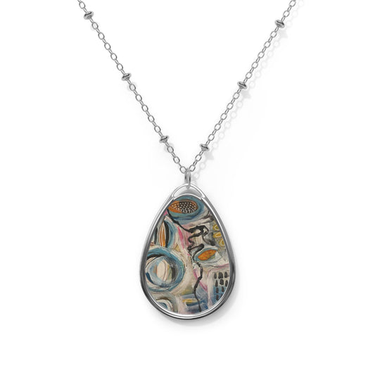 Artistic Oval Necklace, Fashion Jewelry, Unique Gift, Minimalist Pendant, Everyday Wear, Boho Style, Art-Inspired Accessory