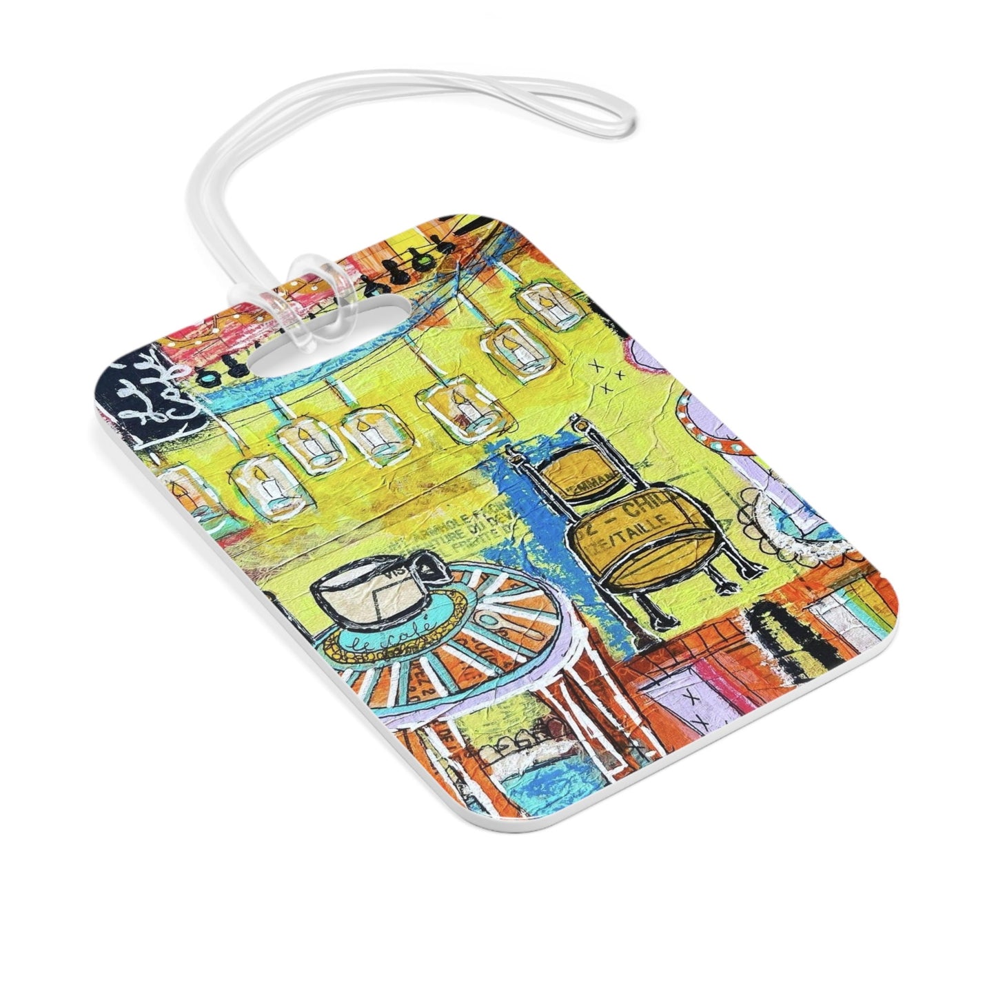 Luggage Tag - Luggage Bag Tag - French Cafe Design, France inspired, French coffee house art