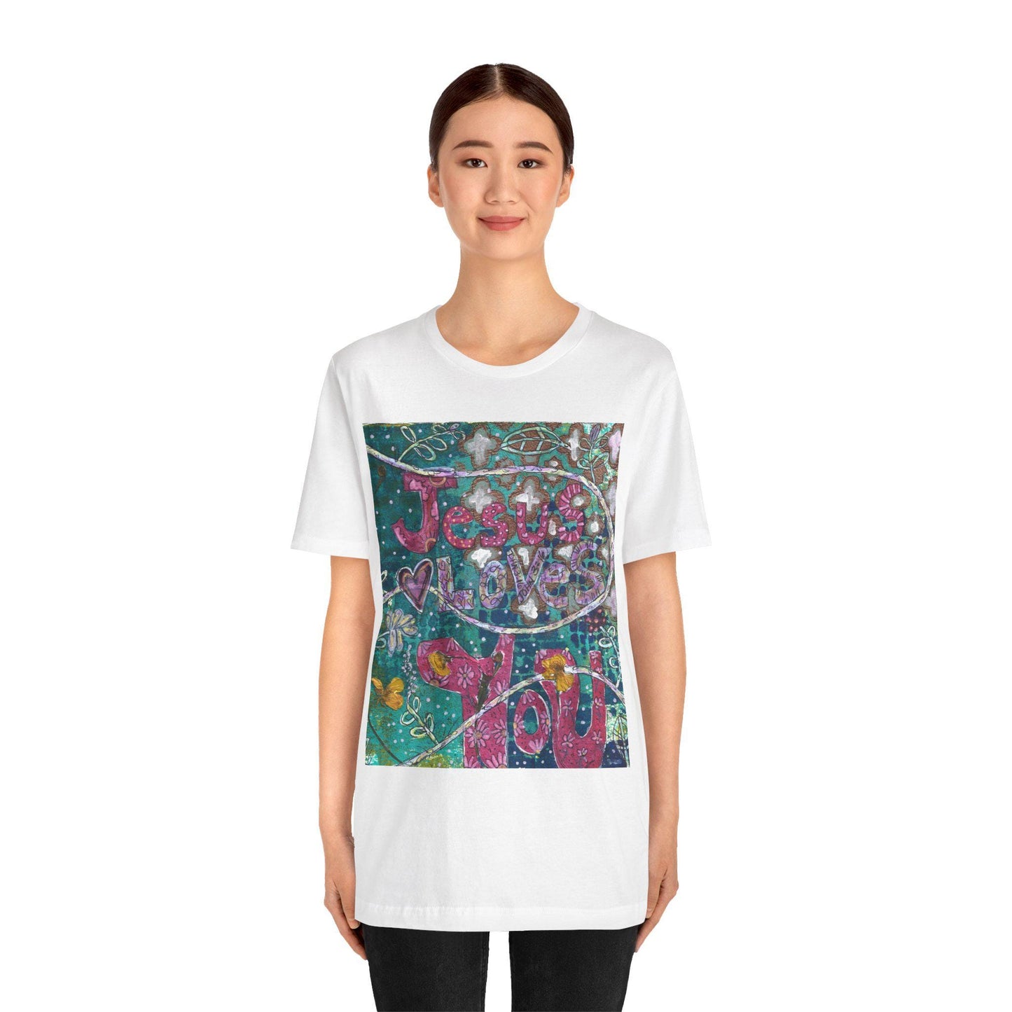 Boho Jesus Love You Unisex Tee, Christian Faith Shirt, Pressed Flower Design, Religious Graphic Tshirt, Inspirational Women Men Top