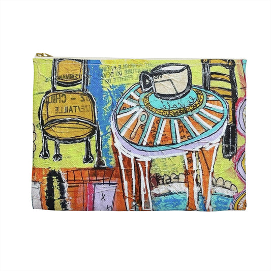 French cafe design, France inspired, coffee house art - Accessory Pouch
