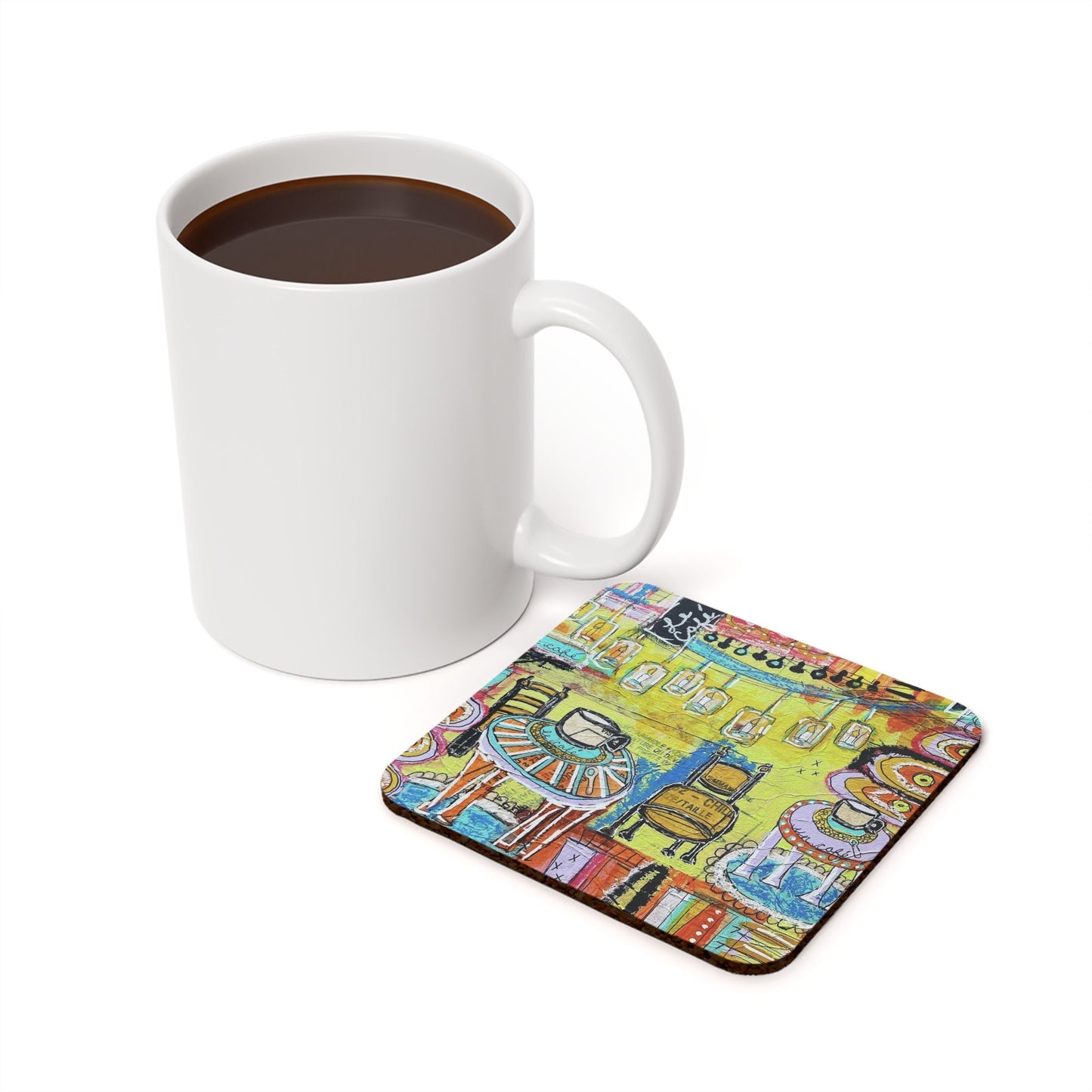 Coaster - Cork-backed - French Cafe Art, Coffee House Art, French inspired