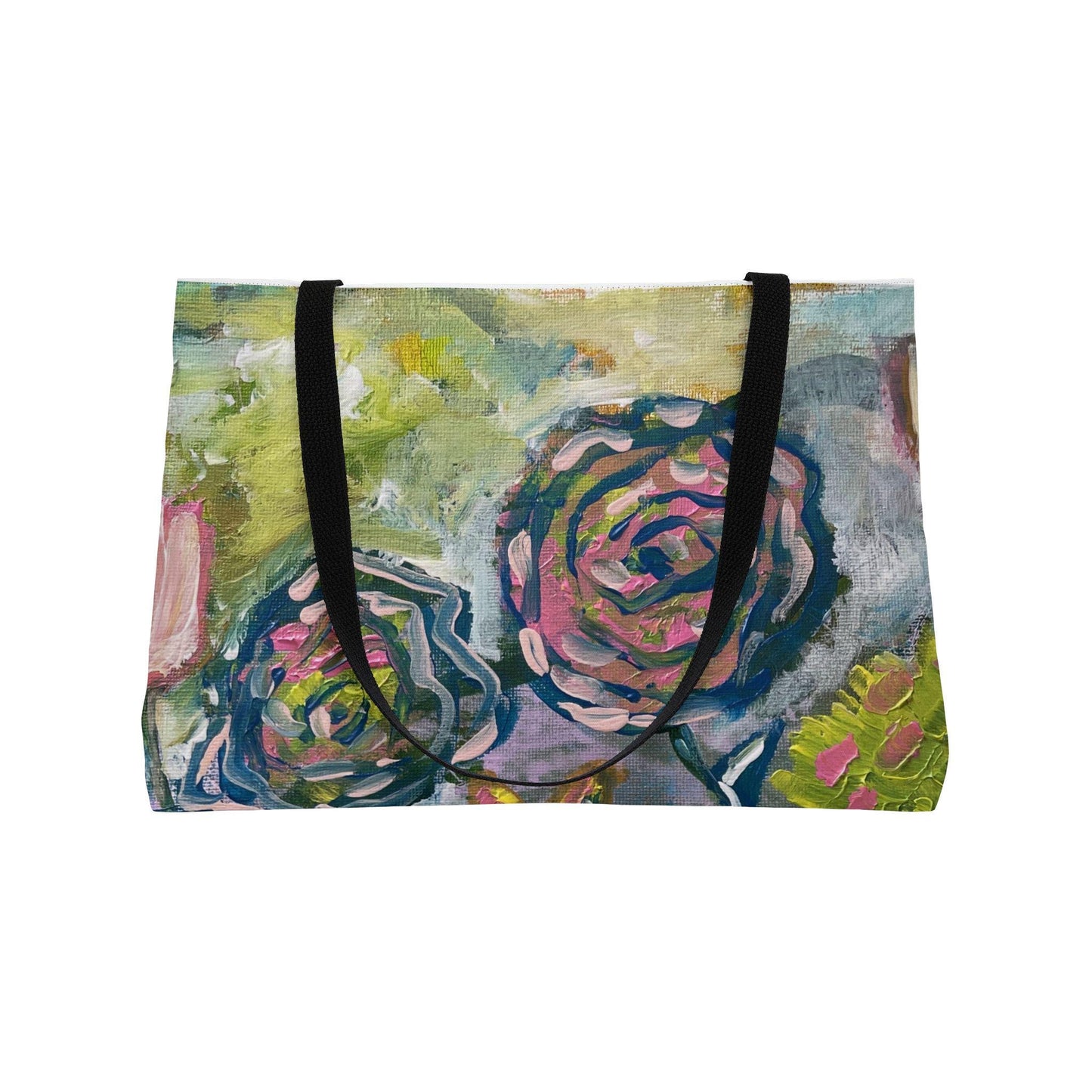 Colorful Floral Whimsy Weekender Tote Bag - Abstract Floral Art, Bursting Blooms, Beach Bag, Pop of Color, Playful Summer Tote