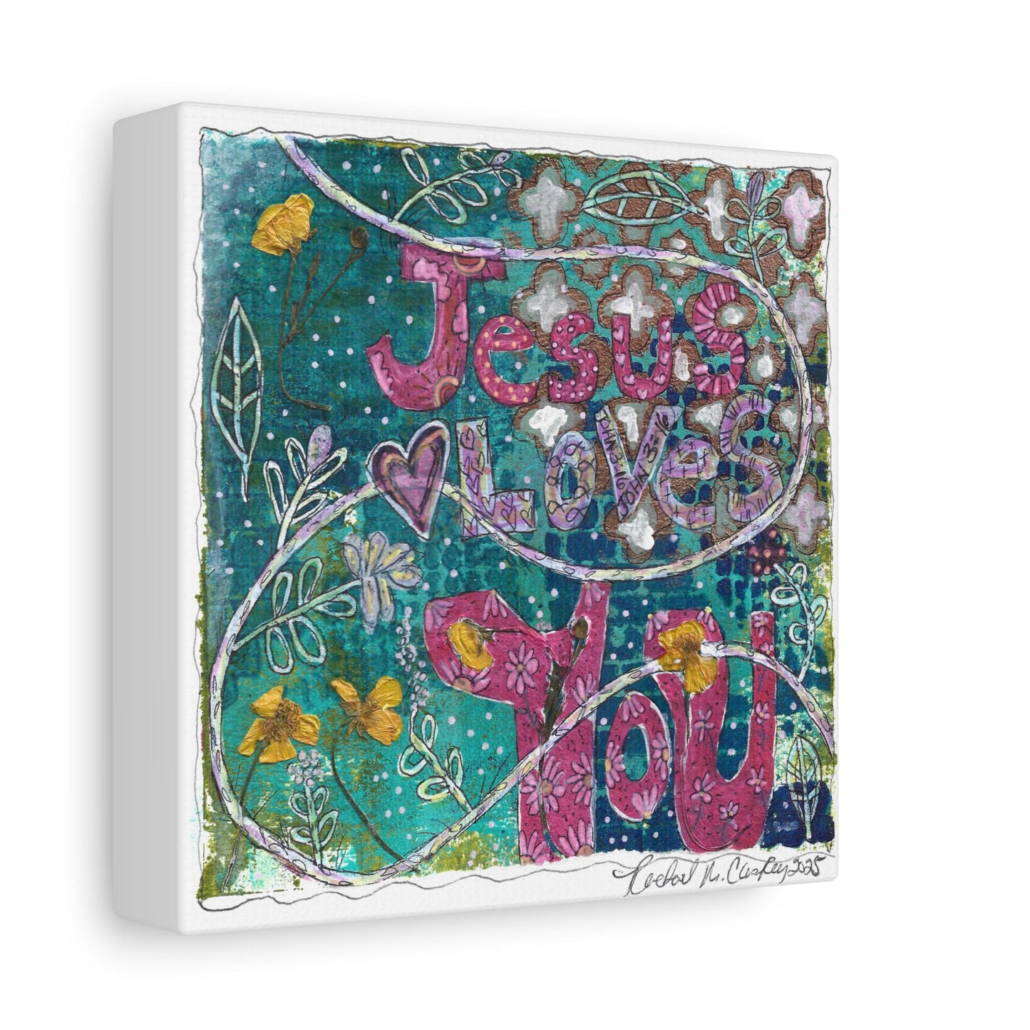 Inspirational Wall Art, Jesus Loves You Canvas, Faith-Based Home Decor, Religious Gift, Christian Art for Living Room