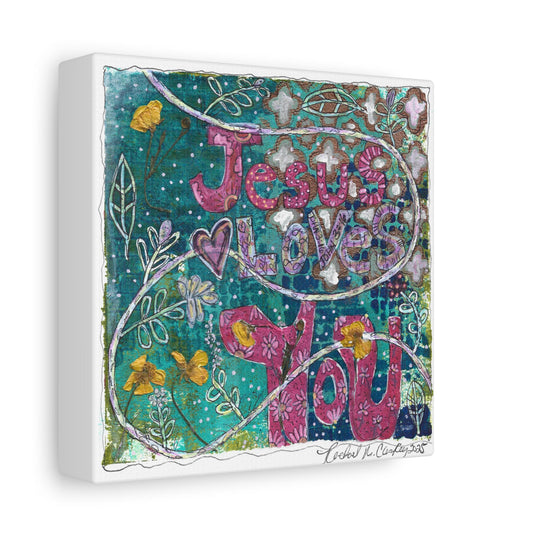 Inspirational Wall Art, Jesus Loves You Canvas, Faith-Based Home Decor, Religious Gift, Christian Art for Living Room