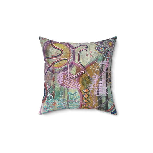 Bohemian Art Pillow, Cozy Decorative Cushion, Wanderlust Home Decor, Flower Pattern Throw Pillow, Perfect Gift for Nature Lovers