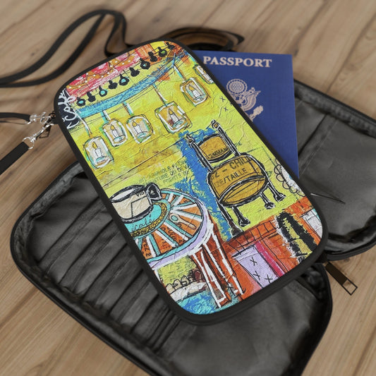French Cafe Design, France inspired, French Coffee House Art - Passport Wallet