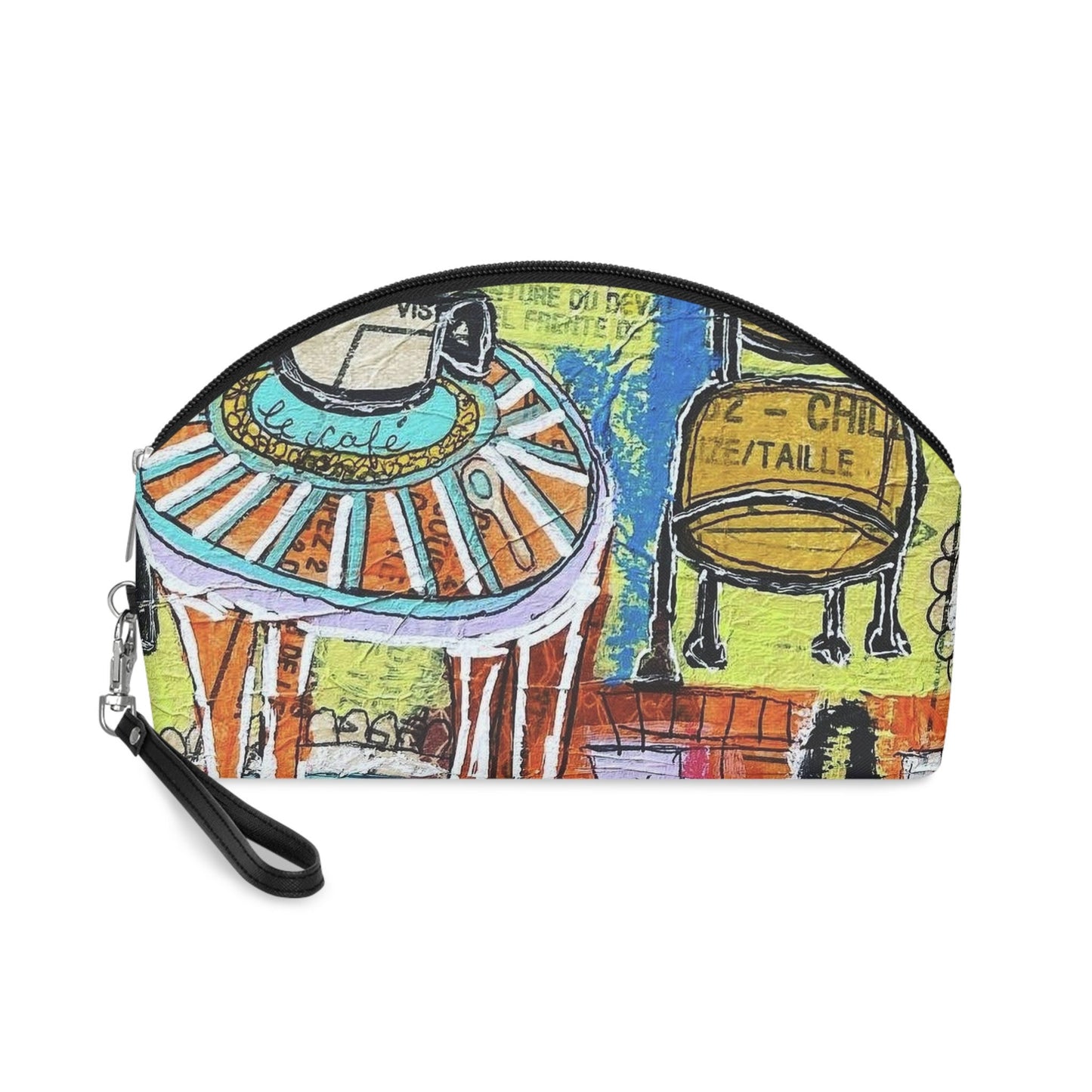 French Cafe Design, France inspired, French Coffee House Art - Makeup Bag