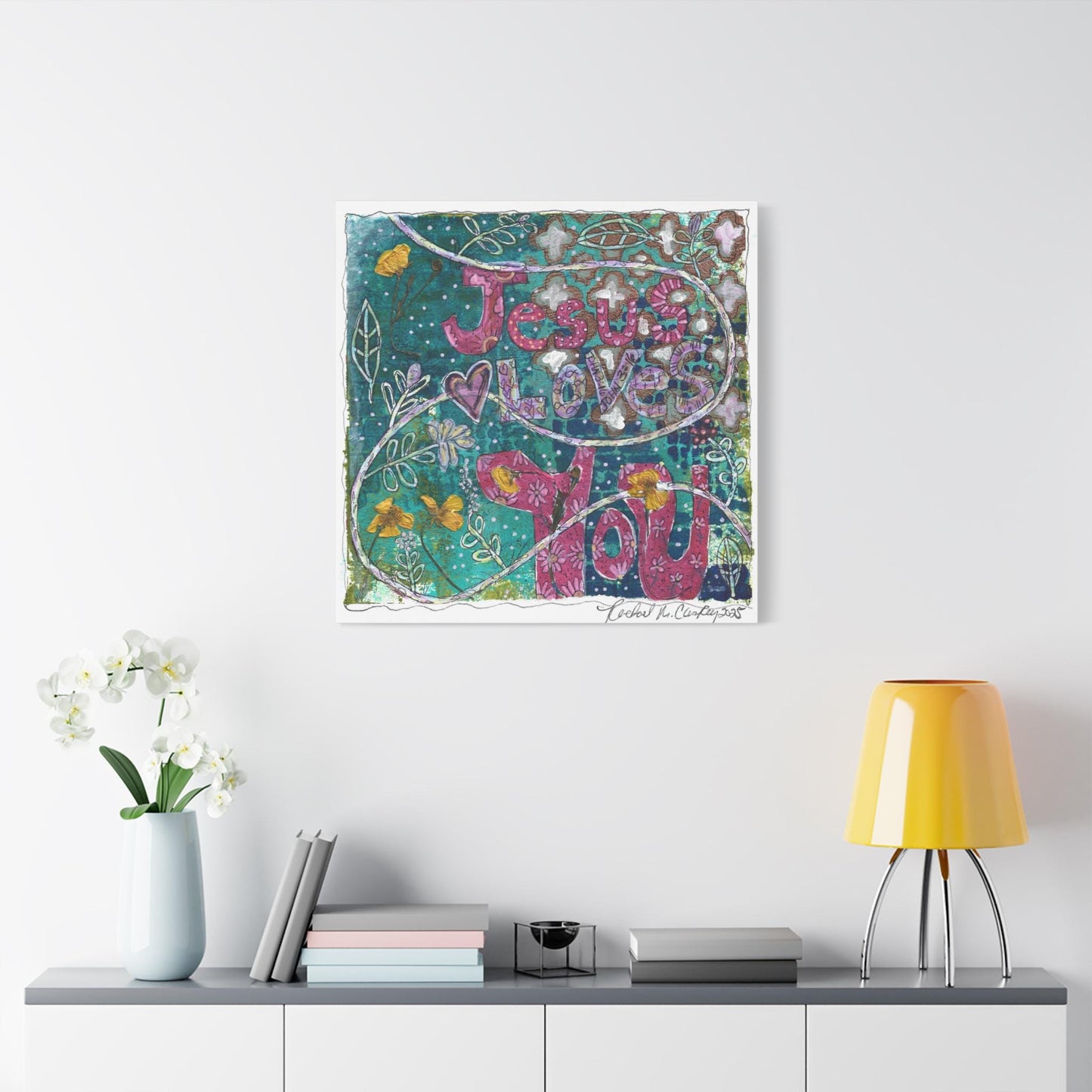 Inspirational Wall Art, Jesus Loves You Canvas, Faith-Based Home Decor, Religious Gift, Christian Art for Living Room