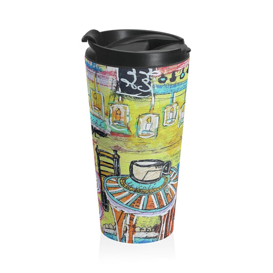 French cafe design, France inspired, coffee house art - Stainless Steel Travel Mug