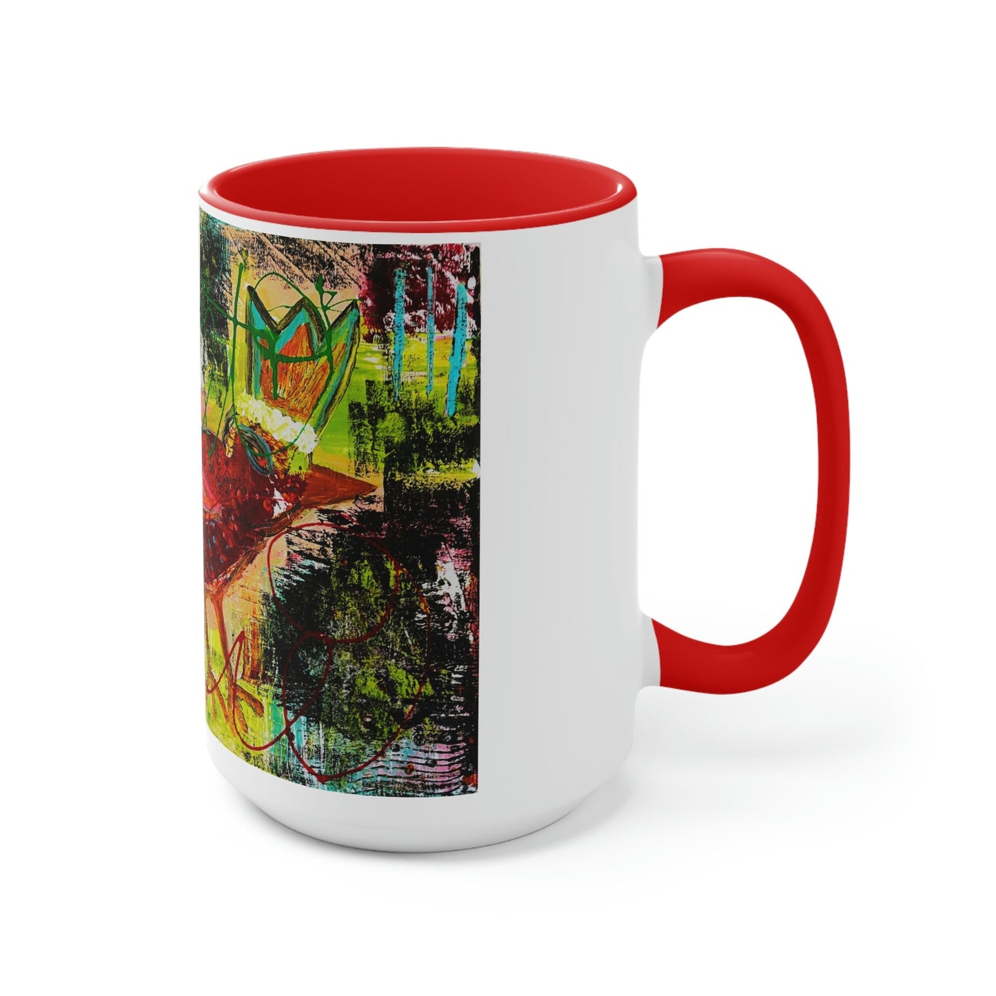 Tweet Birdie, Bird Art - Two-Tone Coffee Mugs, 15oz