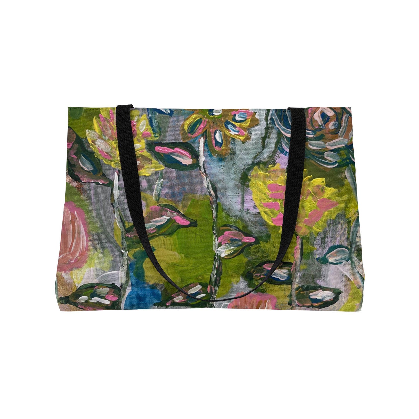 Colorful Floral Whimsy Weekender Tote Bag - Abstract Floral Art, Bursting Blooms, Beach Bag, Pop of Color, Playful Summer Tote