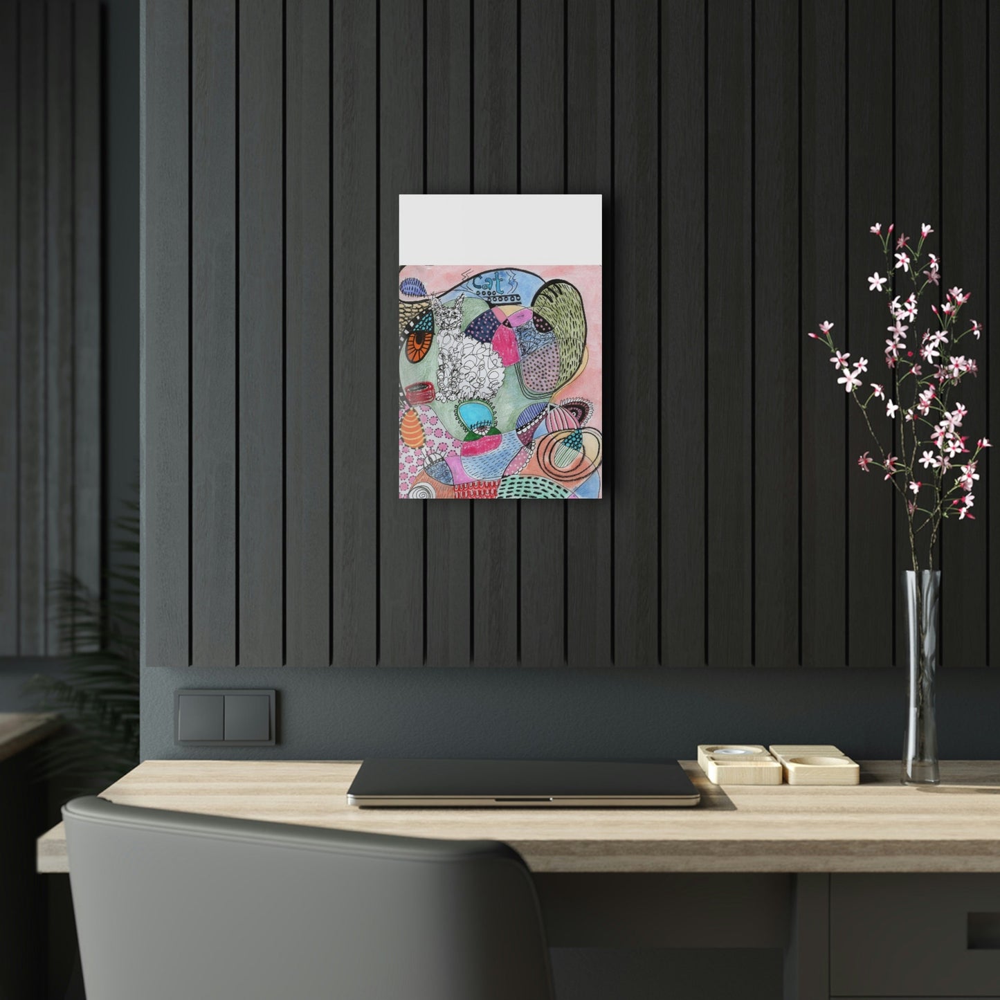 Acrylic Prints - Cat - Mixed Media Illustration