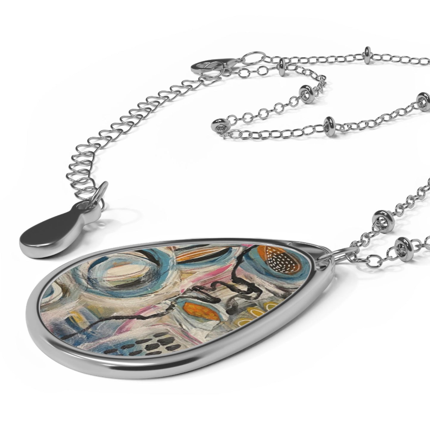 Artistic Oval Necklace, Fashion Jewelry, Unique Gift, Minimalist Pendant, Everyday Wear, Boho Style, Art-Inspired Accessory