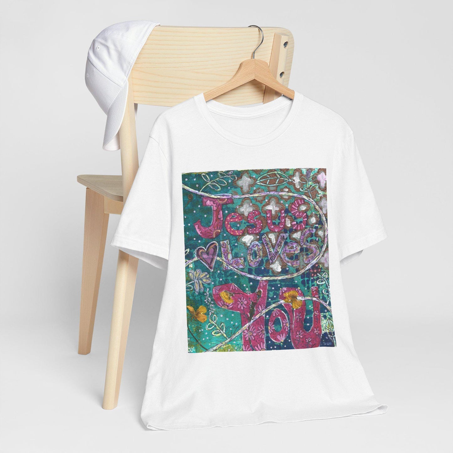 Boho Jesus Love You Unisex Tee, Christian Faith Shirt, Pressed Flower Design, Religious Graphic Tshirt, Inspirational Women Men Top