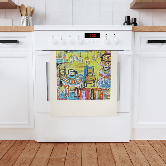 French Cafe design, France inspired, Coffee House Art - Cotton Tea Towel